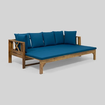 Long Beach Acacia Wood Extendable Patio Daybed Sofa Teak - Christopher Knight Home 2 Long Beach Acacia Wood Extendable Patio Daybed Sofa Teak - Christopher Knight Home - Image 2