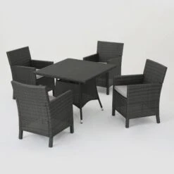 Cypress 5pc Wicker Square Dining Set - Gray - Christopher Knight Home