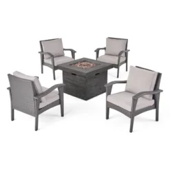 Keana 5pc Faux Rattan Club Chair & Fire Pit Chat Set - Christopher Knight Home -Knight Outdoor Cheap Store GUEST 80adfc4c 37f3 4b44 89e5 491011ad427d