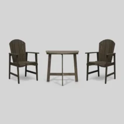 3pc Oso Acacia Wood Half-Round Patio Bistro Set Gray - Christopher Knight Home