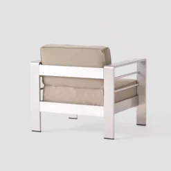 Cape Coral 5pc Aluminum Seating Set With 4 Arm Chairs & Coffee Table - Khaki - Christopher Knight Home -Knight Outdoor Cheap Store GUEST 836158f3 4f0a 45b0 b2a0 f76b7bdf231a