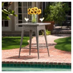 Puerta Square Wicker Bar Table Mixed Black - Christopher Knight Home 5 Puerta Square Wicker Bar Table Mixed Black - Christopher Knight Home -Knight Outdoor Cheap Store GUEST 880bcded 3f5c 43a6 9481 eef158122234