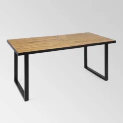 Heron 7pc Rectangular Acacia Wood &Wicker Dining Set - Teak/Brown - Christopher Knight Home -Knight Outdoor Cheap Store GUEST 880e79ae c0e9 4d45 8039 e832b6620664