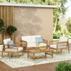 4pk Oana Outdoor Acacia Wood Chat Set With Cushions Teak/Beige - Christopher Knight Home 15 4pk Oana Outdoor Acacia Wood Chat Set With Cushions Teak/Beige - Christopher Knight Home -Knight Outdoor Cheap Store GUEST 8860d712 fff0 4951 b6f0 a976c7b981a1