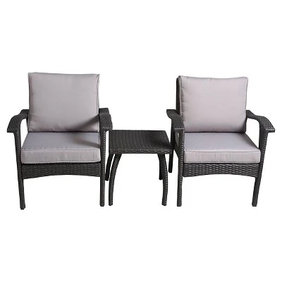 Honolulu 3pc Wicker Patio Chat Set With Cushions - Gray - Christopher Knight Home 1 Honolulu 3pc Wicker Patio Chat Set With Cushions - Gray - Christopher Knight Home