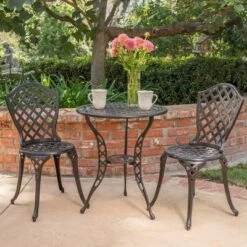 La Sola 3pc Metal Bistro Set - Black/Bronze - Christopher Knight Home -Knight Outdoor Cheap Store GUEST 91265ca7 1364 4fad b884 7ac0cdcb6360