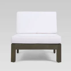 Brava 4pc Acacia Modular Sofa And Table Set - Gray/White - Christopher Knight Home -Knight Outdoor Cheap Store GUEST 92b6fcb0 a31a 4753 8962 73318628996b