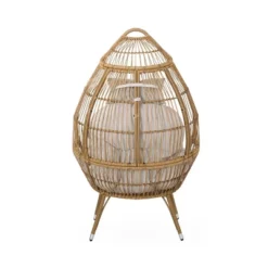 Serina Outdoor Wicker Teardrop Chair With Cushion - Beige/Light Brown - Christopher Knight Home -Knight Outdoor Cheap Store GUEST 9302e66b 7cea 49fc b531 9b8ee778d831