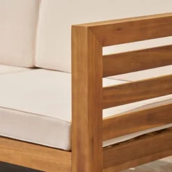 Cambridge 5pc Acacia Wood Patio Sofa Set - Teak/Beige - Christopher Knight Home -Knight Outdoor Cheap Store GUEST 9374a90b e8ab 401e b6bd b1cd6a552aef