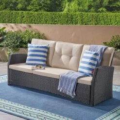 Sanger Wicker Sofa - Brown/Beige - Christopher Knight Home -Knight Outdoor Cheap Store GUEST 9396036c b12e 4e9c 9f41 0cd16e524498
