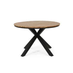 Soto Round Outdoor Acacia Wood Dining Table Teak/Black - Christopher Knight Home -Knight Outdoor Cheap Store GUEST 944cb90a c048 4661 9cae 800336f32f5a