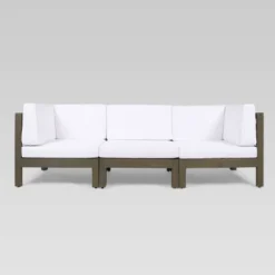 Brava 4pc Acacia Modular Sofa And Table Set - Gray/White - Christopher Knight Home -Knight Outdoor Cheap Store GUEST 96bfc790 3a11 4760 bfa1 e8b88db7a36d 1