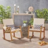 2pk Candel Acacia Wood Rocking Patio Chair Teak/Cream - Christopher Knight Home
