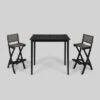 Polaris 3pc Wood And Wicker 45" Rectangular Bar Set Dark Gray - Christopher Knight Home