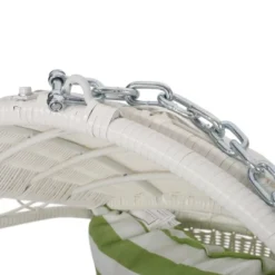 Greystone Indoor/Outdoor Hanging Chair With 8' Chain - White/Green - Christopher Knight Home -Knight Outdoor Cheap Store GUEST 9b819315 8193 46df a436 049f5e05d9b4