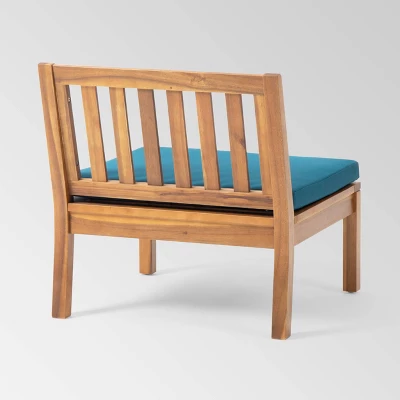 Caswell Set Of 2 Acacia Wood Club Chairs - Teak/Dark Teal - Christopher Knight Home 5 Caswell Set Of 2 Acacia Wood Club Chairs - Teak/Dark Teal - Christopher Knight Home - Image 5