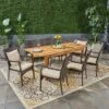 Davenport 9pc Wood & Wicker Expandable Dining Set - Natural/Brown/Cream - Christopher Knight Home
