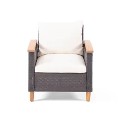 Isla Outdoor 4 Seater Chat Set With Coffee Table - Brown/Beige/Teak - Christopher Knight Home -Knight Outdoor Cheap Store GUEST 9e1da311 194d 4da9 b55e fc412fd26a00