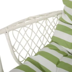Greystone Indoor/Outdoor Hanging Chair With 8' Chain - White/Green - Christopher Knight Home -Knight Outdoor Cheap Store GUEST 9f8d5ba4 90fa 48b3 8573 cc3c2b94f55f