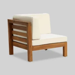 Oana 7pc Acacia V-Shaped Sectional Sofa Set With Fire Pit - Teak/Beige/Light Gray - Christopher Knight Home -Knight Outdoor Cheap Store GUEST a07ff955 b3d4 468d a75b 480cf131f0f8