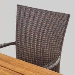 Cooper 6pc Acacia Wood And Wicker Dining Set - Brown - Christopher Knight Home -Knight Outdoor Cheap Store GUEST a316b825 0365 45a8 bbff c0afc44a3cb7