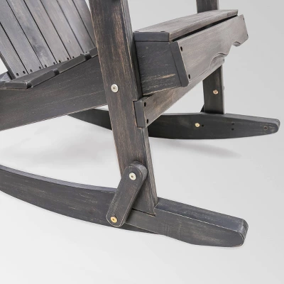 Malibu Acacia Wood Adirondack Rocking Chair Dark Gray - Christopher Knight Home 4 Malibu Acacia Wood Adirondack Rocking Chair Dark Gray - Christopher Knight Home - Image 4