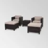 Waverly 5pc Faux Wicker Chat Set Dark Brown/Beige - Christopher Knight Home