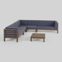 Oana 6pc Acacia Wood Patio Sectional Seating Set - Christopher Knight Home