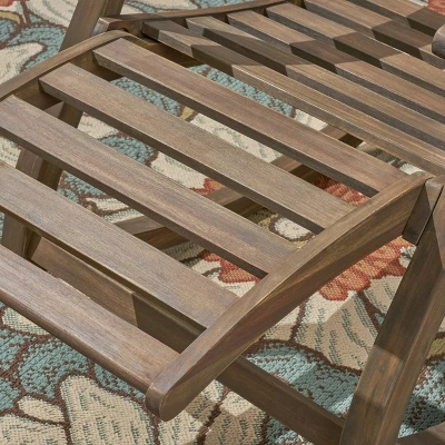 Sunview 2pk Acacia Wood Recliner Rocking Chairs - Gray - Christopher Knight Home 5 Sunview 2pk Acacia Wood Recliner Rocking Chairs - Gray - Christopher Knight Home - Image 5