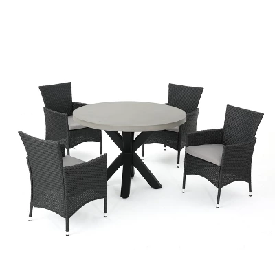 Sanibel 5pc Wicker Dining Set - Gray - Christopher Knight Home 1 Sanibel 5pc Wicker Dining Set - Gray - Christopher Knight Home