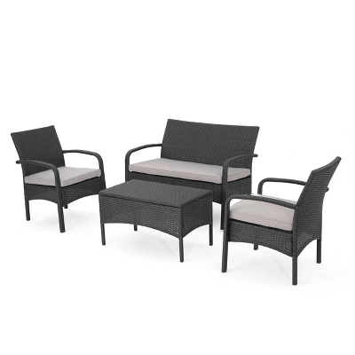 Cordoba 4pc Wicker Patio Chat Set With Cushions - Christopher Knight Home 1 Cordoba 4pc Wicker Patio Chat Set With Cushions - Christopher Knight Home