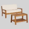 Grenada 2pc Acacia Wood Patio Chat Set - Christopher Knight Home