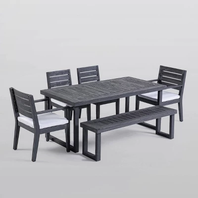 Nestor 6pc Acacia Wood Dining Set - Dark Gray/Light Gray - Christopher Knight Home 1 Nestor 6pc Acacia Wood Dining Set - Dark Gray/Light Gray - Christopher Knight Home