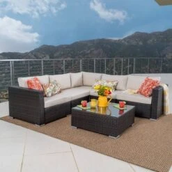 Santa Rosa 6pc Wicker Seating Sectional Set With Cushions - Christopher Knight Home -Knight Outdoor Cheap Store GUEST ad7a8ff8 c6fd 46f0 8eda cbb502599b10
