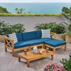 Alcove 5pc Acacia Wood Sofa Conversation Set - Christopher Knight Home -Knight Outdoor Cheap Store GUEST adb14cad 1130 4f8e b690 783da34d1954
