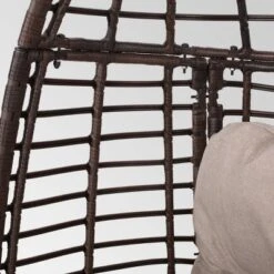 Pitner Wicker Swivel Egg Chair - Dark Brown/Beige - Christopher Knight Home -Knight Outdoor Cheap Store GUEST b0e92e47 d3c6 464d ad8b 6e3173a0cb88