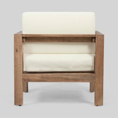 Genser 4pc Acacia Wood Chat Set - Brown/Beige - Christopher Knight Home 4 Genser 4pc Acacia Wood Chat Set - Brown/Beige - Christopher Knight Home - Image 4