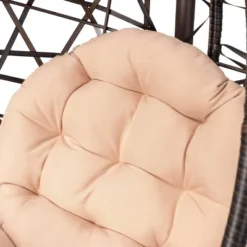 Cayuse Wicker Tear Drop Hanging Chair - Brown/Tan - Christopher Knight Home -Knight Outdoor Cheap Store GUEST b3679443 322f 41cd 9c13 c397d630e41a