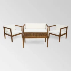 Newbury 4pc Acacia Wood Chat Set - Christopher Knight Home