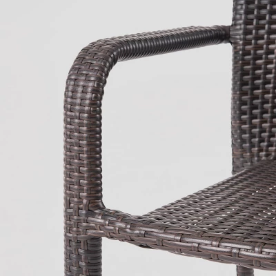 Newcastle 7pc Wood & Wicker Dining Set - Dark Brown - Christopher Knight Home 2 Newcastle 7pc Wood & Wicker Dining Set - Dark Brown - Christopher Knight Home - Image 2