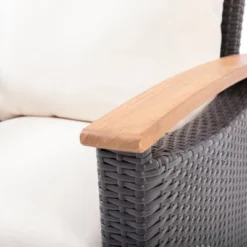 Isla Outdoor 4 Seater Chat Set With Coffee Table - Brown/Beige/Teak - Christopher Knight Home -Knight Outdoor Cheap Store GUEST b6897fd9 0977 43da 9b67 939cc6d96952