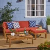 Grenada 5pc Acacia Sectional Sofa Set - Teak/Red - Christopher Knight Home