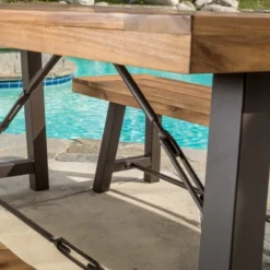 Catriona 3pc Acacia Wood Picnic Table - Teak Finish - Christopher Knight Home -Knight Outdoor Cheap Store GUEST b7d3b17f ff0b 4d27 99b9 1379b39b80b5