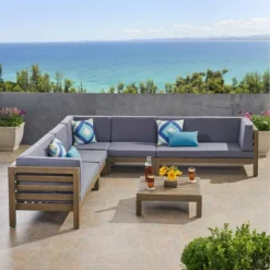 Oana 6pc Acacia Wood Patio Sectional Seating Set - Christopher Knight Home -Knight Outdoor Cheap Store GUEST b7ec30b0 2d30 45b7 b0af ffe51b1269d1