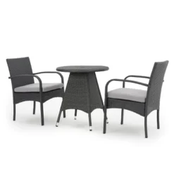 Peterson 3pc Wicker Patio Bistro Set - Gray - Christopher Knight Home