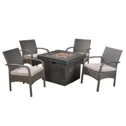 Christopher Knight Home Cordoba 5pc Iron Outdoor Patio Fire Pit Furniture Set -Knight Outdoor Cheap Store GUEST b95929e7 eed4 4f7b b256 a059ab686b88