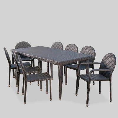 Antigua 9pc Wicker Outdoor Patio Dining Set - Brown - Christopher Knight Home 1 Antigua 9pc Wicker Outdoor Patio Dining Set - Brown - Christopher Knight Home