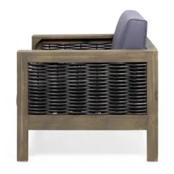 Linwood 2pk Outdoor Acacia Wood Club Chairs With Wicker Accents - Gray/Dark Gray - Christopher Knight Home -Knight Outdoor Cheap Store GUEST bbcdb673 d229 4005 aba0 5cd3bbf0b614