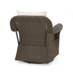 Amaya 5pc Outdoor 4 Wicker Swivel Chair & Fire Pit Set - Dark Brown/Beige/Matte Black - Christopher Knight Home -Knight Outdoor Cheap Store GUEST bcc8b2ec d672 4700 9e6e 495ef0578762