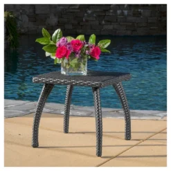 Honolulu Wicker Patio Accent Table - Gray - Christopher Knight Home